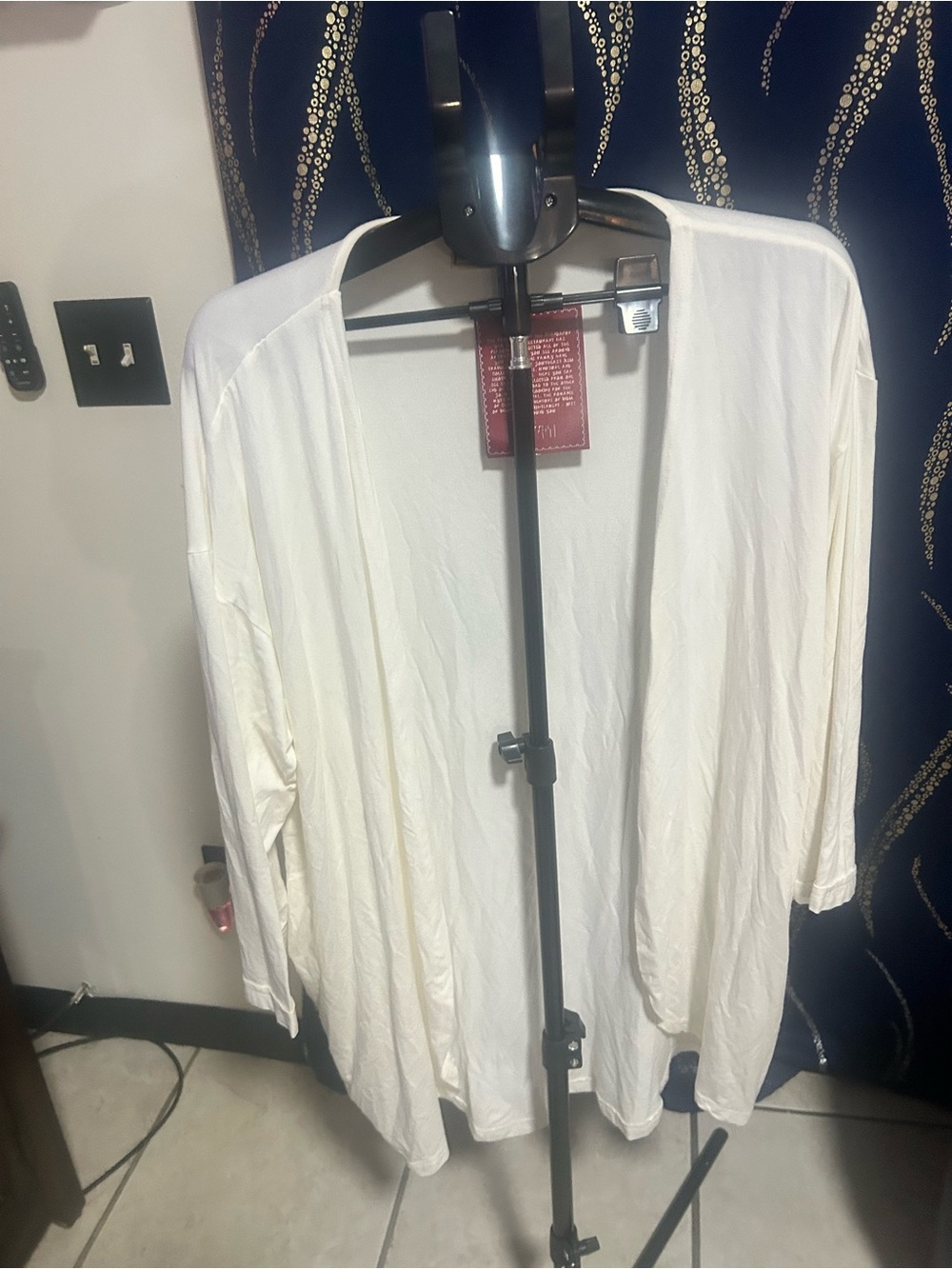 Women's White Open-Front Tunic Cardigan
